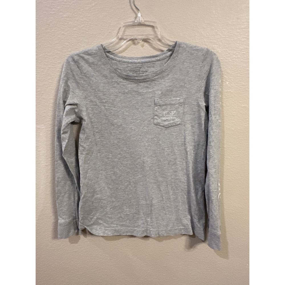 Vineyard Vines Kids Long Sleeve Gray Whale Pocket Tee Shirt‎ XXS